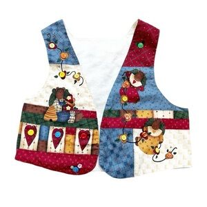 90’s Handmade Country Bears at Heart Vest w/ Button Embellishments Fall wear